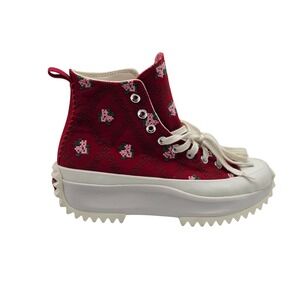 Converse Run Star Hike Womens 8.5 Red Floral Jacquard Platform Sneakers A14885C
